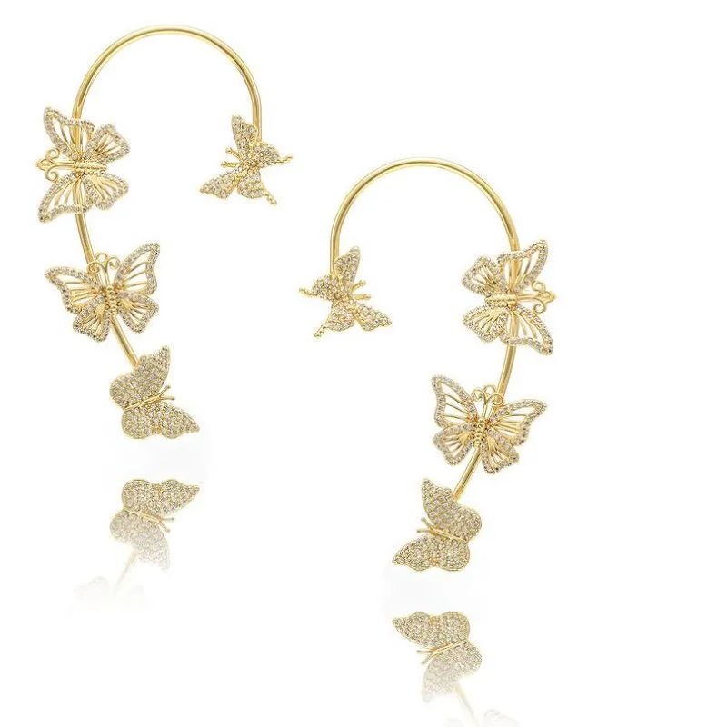 Polsino con orecchino a farfalla placcato in oro