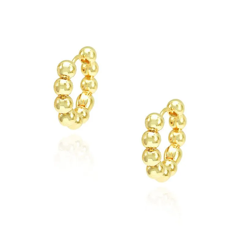 Orecchino a cerchio con perline rotonde lucide