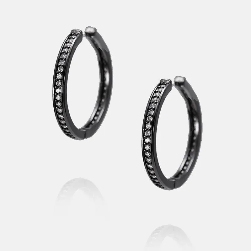 Orecchino a cerchio placcato ematite