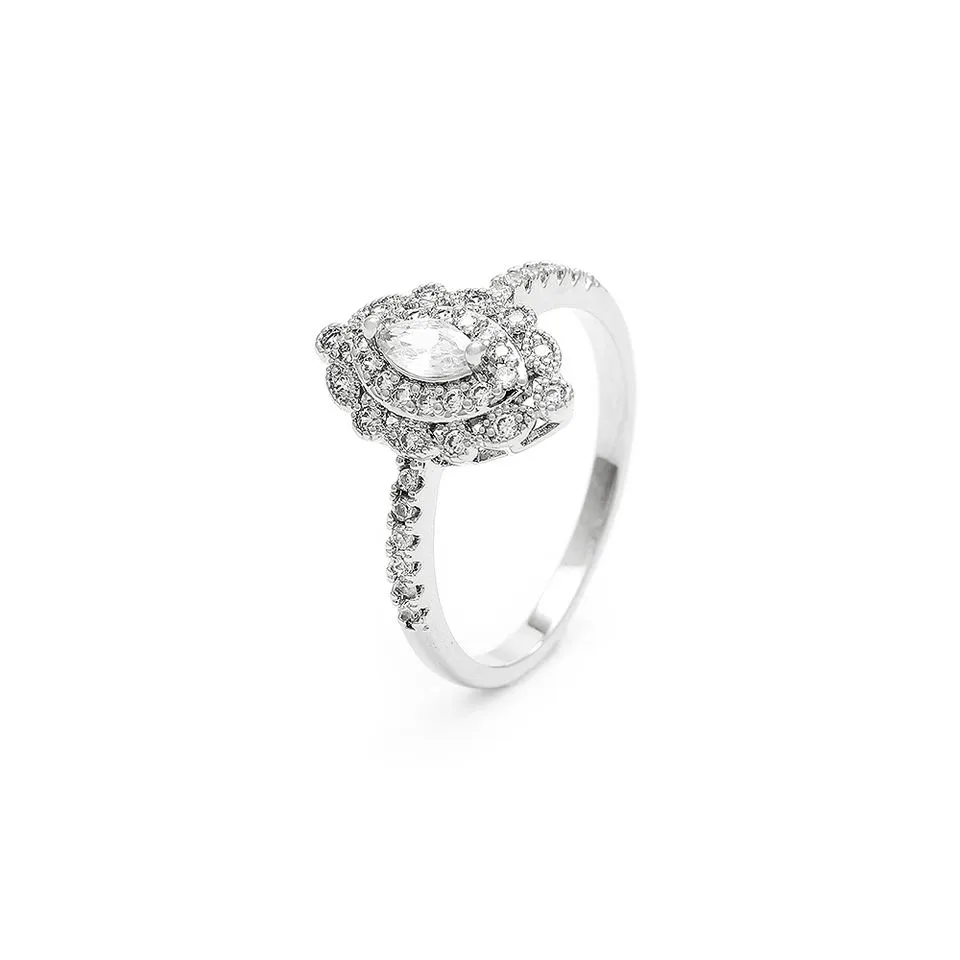 Anello Marquise in argento sterling con zirconi