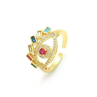 Anello dell'occhio diabolico placcato in oro regolabile