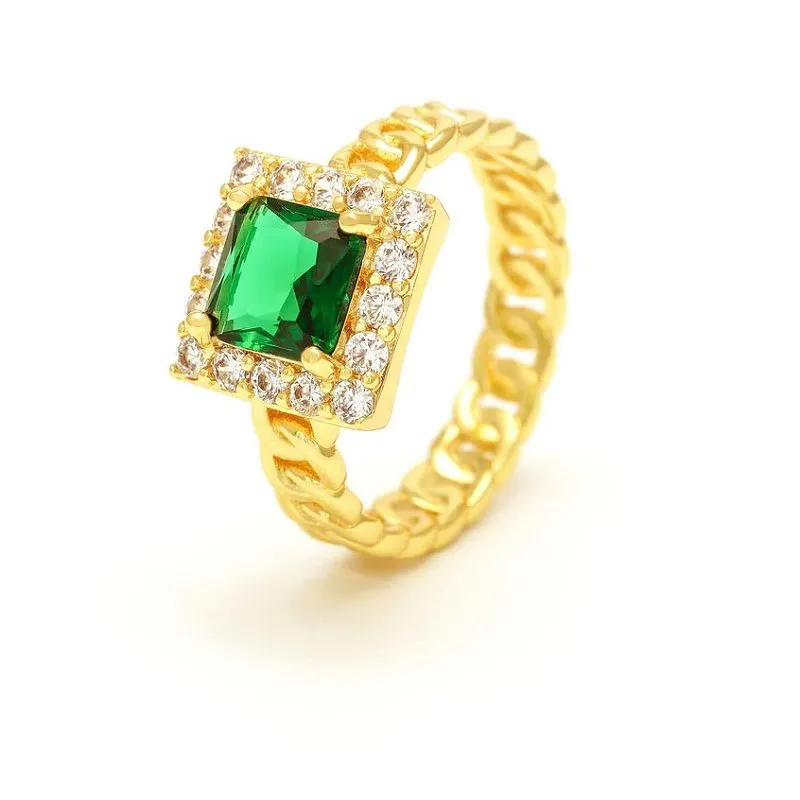 Anello da donna quadrato in vetro verde