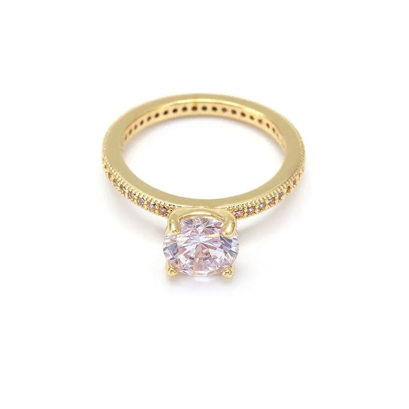 Anello nuziale in argento sterling con zirconi bianchi