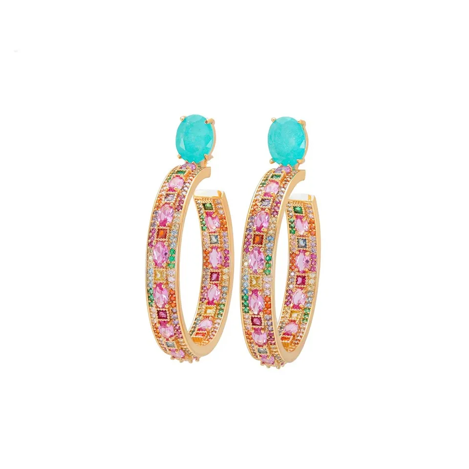 Orecchini da donna in fusione di zirconi placcati in oro